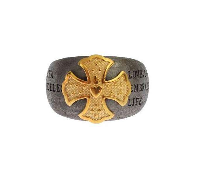 NIALAYA GOLD CREST 925 STERLING SILVER RING