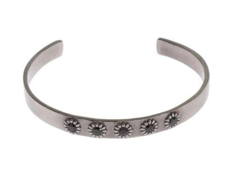 NIALAYA BLACK CRYSTAL 925 SILVER BANGLE BRACELET