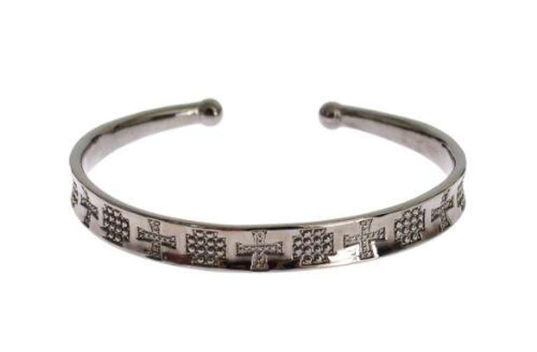NIALAYA GRAY RHODIUM 925 SILVER BANGLE BRACELET