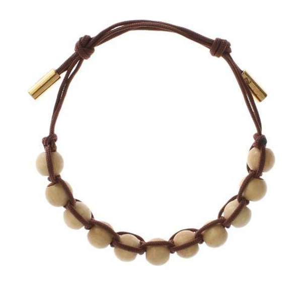 DOLCE & GABBANA BROWN BEADED PULL STRAP BRACELET
