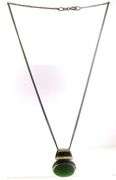 Mexico Sterling Silver Green Stone Necklace w Bracelet