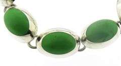 Mexico Sterling Silver Green Stone Necklace w Bracelet