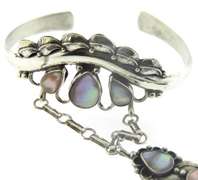 Sterling Silver Pink Mop Bracelet w Attach Ring
