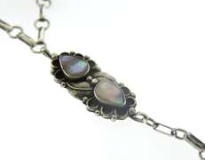 Sterling Silver Pink Mop Bracelet w Attach Ring