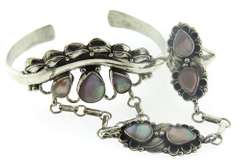 Sterling Silver Pink Mop Bracelet w Attach Ring