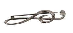 DOLCE & GABBANA SILVER BRASS PIN TREBLE CLEF BROOCH