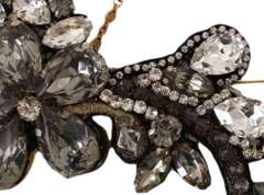 DOLCE & GABBANA CLEAR GRAY CRYSTAL FLOWER BROOCH