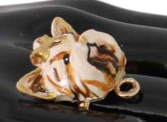 DOLCE & GABBANA GOLD BRASS RESIN BEIGE DOG PET RING