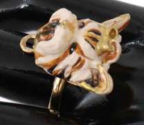 DOLCE & GABBANA GOLD BRASS RESIN BEIGE DOG PET RING