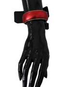 DOLCE & GABBANA RED LEATHER GOLD BRASS BANGLE CUFF BRACELET