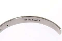 NIALAYA BLACK CRYSTAL 925 SILVER BANGLE BRACELET