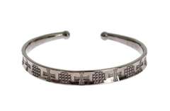 NIALAYA GRAY RHODIUM 925 SILVER BANGLE BRACELET