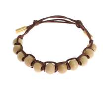 DOLCE & GABBANA BROWN BEADED PULL STRAP BRACELET