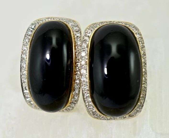 Stunning 14K Onyx and Diamond Earrings