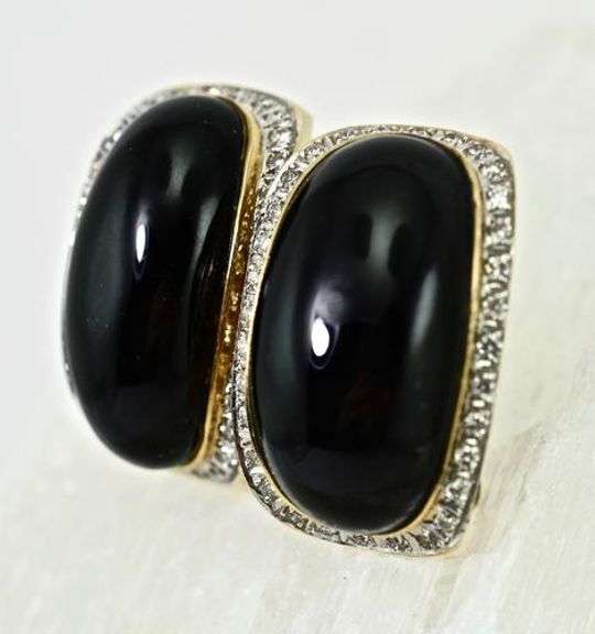 Stunning 14K Onyx and Diamond Earrings