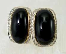 Stunning 14K Onyx and Diamond Earrings