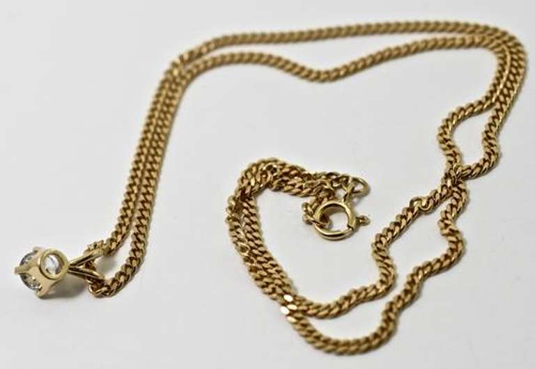 Traditionally-Set 14K Diamond Pendant on 18K Chain