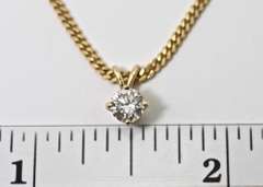 Traditionally-Set 14K Diamond Pendant on 18K Chain