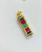 Beautiful 14kt Gold, Ruby, Sapphire, & Emerald Pendant
