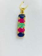 Beautiful 14kt Gold, Ruby, Sapphire, & Emerald Pendant
