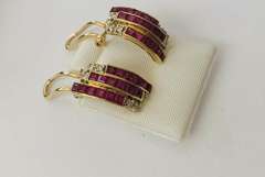 18kt Solid Gold, Ruby, & Diamond Earrings