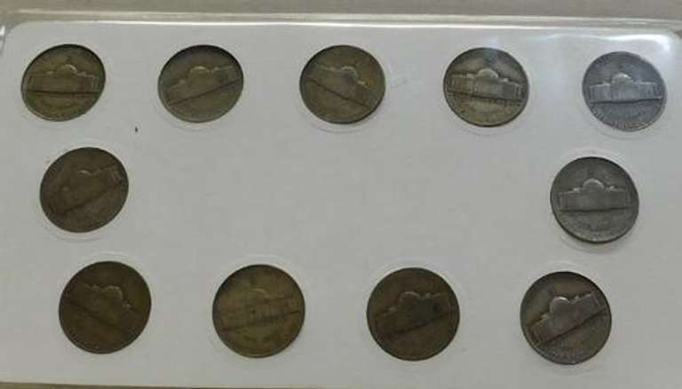 1942-45 World War 2 Silver Jefferson Nickels, full set.
