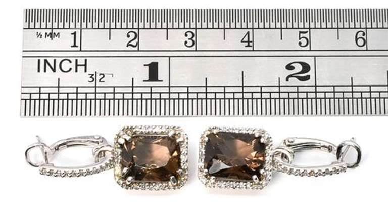 Pretty Smokey Topaz & Diamond Earrings in 14K WG