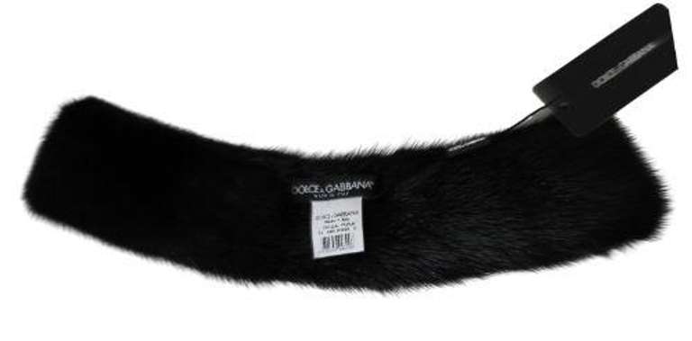 DOLCE & GABBANA BLACK FUR NECK COLLAR 100%  MINK SCARF