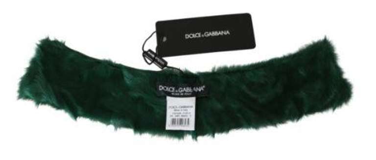 DOLCE & GABBANA GREEN FUR NECK COLLAR WRAP LAMBSKIN SCARF