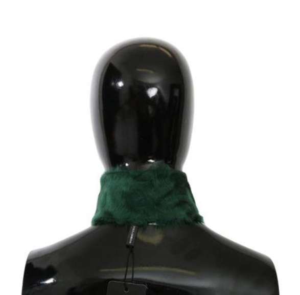DOLCE & GABBANA GREEN FUR NECK COLLAR WRAP LAMBSKIN SCARF