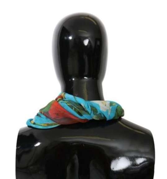 DOLCE & GABBANA LIGHT BLUE FLORAL WRAP SHAWL SILK SCARF
