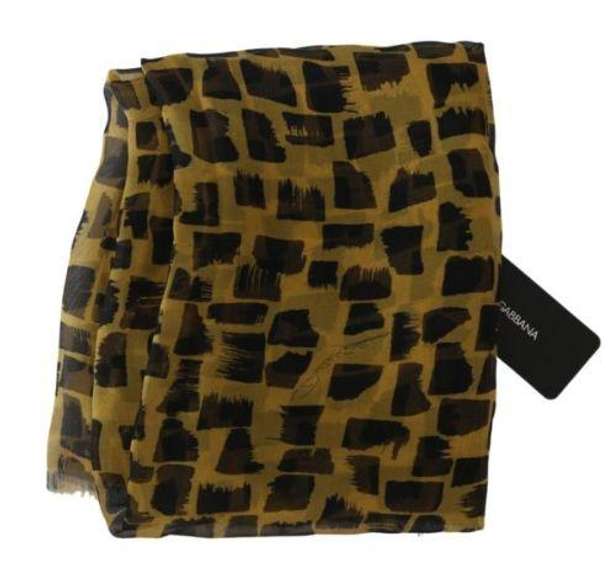DOLCE & GABBANA SILK YELLOW BLACK PRINT WRAP SHAWL SCARF