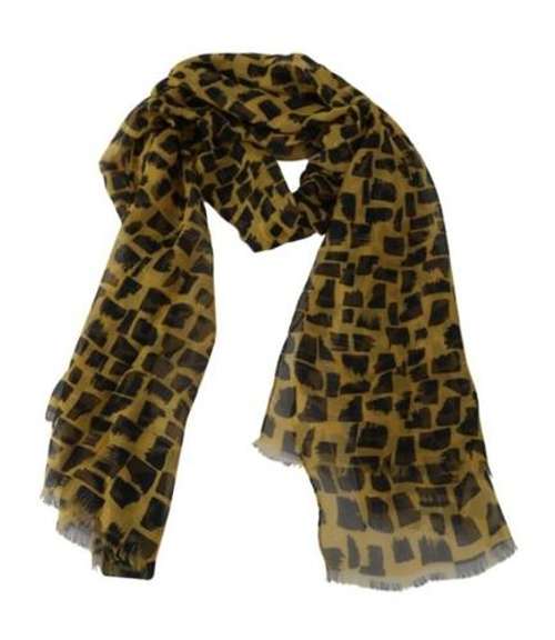 DOLCE & GABBANA SILK YELLOW BLACK PRINT WRAP SHAWL SCARF