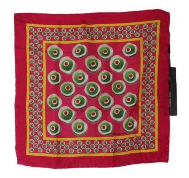 DOLCE & GABBANA PINK CUPCAKE SQUARE WRAP SHAWL SILK SCARF