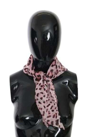 DOLCE & GABBANA PINK SILK LEOPARD PRINT WRAP SHAWL SCARF