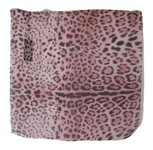 DOLCE & GABBANA PINK SILK LEOPARD PRINT WRAP SHAWL SCARF