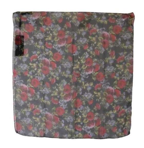DOLCE & GABBANA BLACK FLORAL SQUARE WRAP SHAWL SILK SCARF
