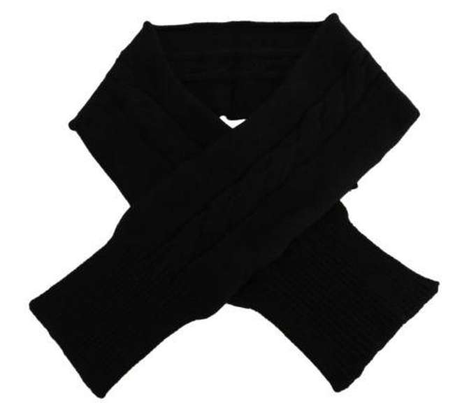 DOLCE & GABBANA BLACK CASHMERE CABLE KNITTED SHAWL WRAP