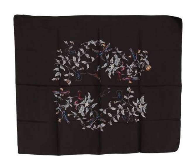 DOLCE & GABBANA BROWN 100% SILK BIRD PRINT WRAP