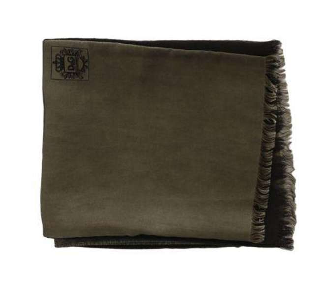 DOLCE & GABBANA GREEN BAROQUE FRINGES SILK MENS WRAP