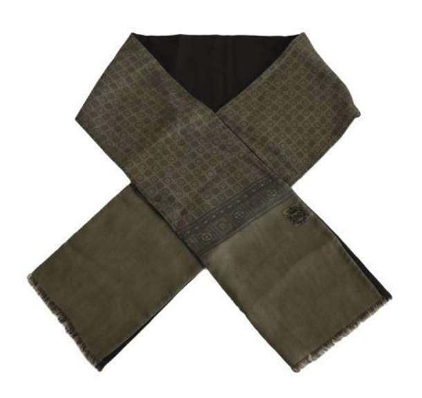 DOLCE & GABBANA GREEN BAROQUE FRINGES SILK MENS WRAP