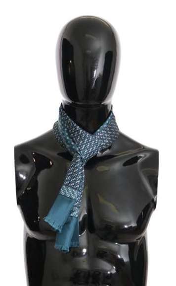 DOLCE & GABBANA BLUE BAROQUE PATTERN SILK MENS WRAP