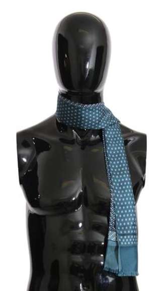 DOLCE & GABBANA BLUE BAROQUE PATTERN SILK MENS WRAP