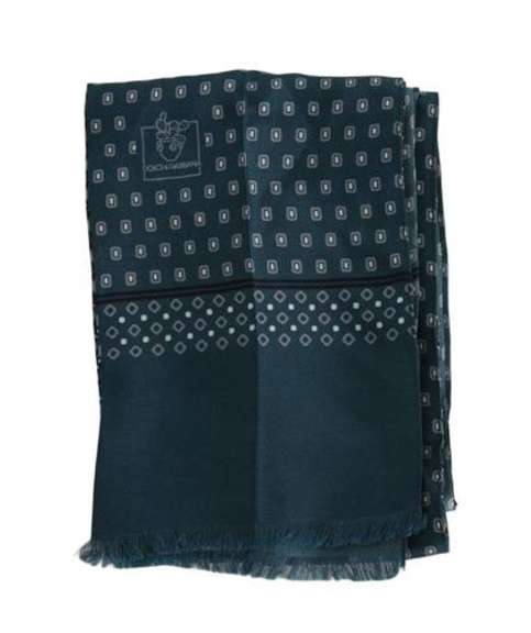 DOLCE & GABBANA BLUE BAROQUE PATTERN SILK MENS WRAP