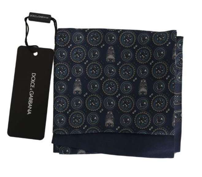 DOLCE & GABBANA BLUE BAROQUE OWL SILK MENS WRAP