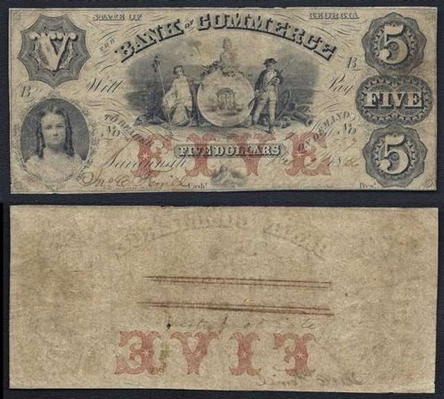 $5 Bank of Commerce Obsolete Savannah GA