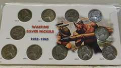 1942-45 World War 2 Silver Jefferson Nickels, full set.