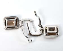Pretty Smokey Topaz & Diamond Earrings in 14K WG
