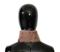 DOLCE & GABBANA BEIGE FUR NECK COLLAR LAMBSKIN SCARF