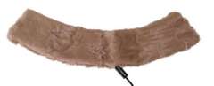 DOLCE & GABBANA BEIGE FUR NECK COLLAR LAMBSKIN SCARF